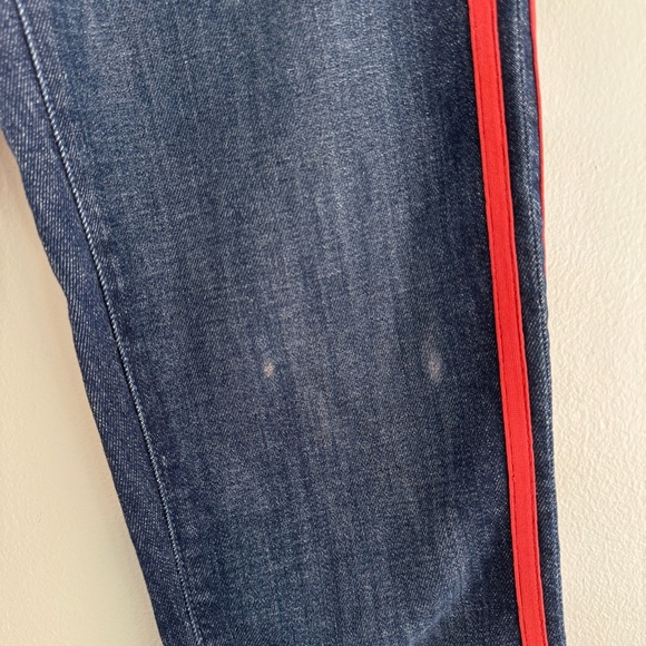 Mother Insider Crop Step Fray Speed Racer Red Side Stripe Jeans - Picture 11 of 16